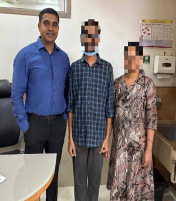 Successful Liver Transplant Saves a Brother's Life — Recovered Patient with Sister Donor | Dr. Manoj Dongare, Pune Dr. Manoj Dongare with successfully recovered liver transplant patient and his sister donor after living donor liver transplant surgery at D.Y. Patil Hospital, Pimpri, Pune
